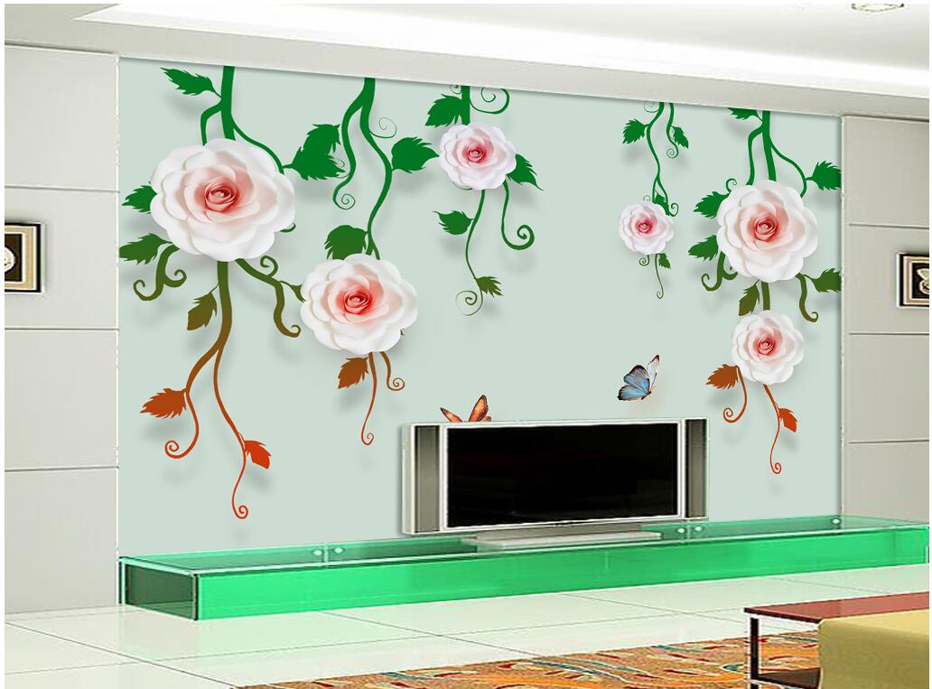 

WDBH custom photo 3d wallpaper Modern fashion flower vine butterfly background living room home decor 3d wall murals wallpaper for walls 3 d, Non-woven