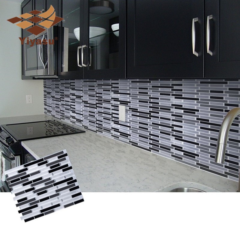 

Mosaic Self Adhesive Tile Backsplash Wall Sticker Vinyl Bathroom Kitchen Home Decor DIY