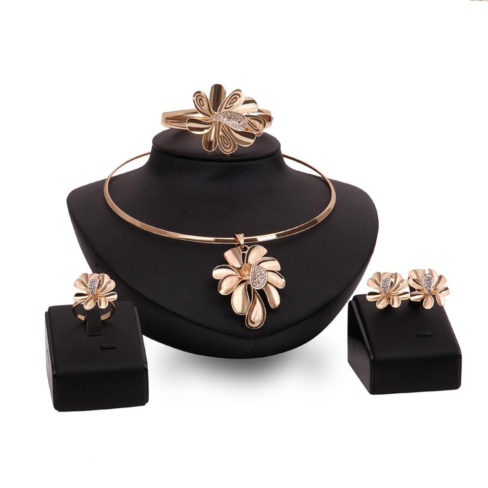 

HC Dubai Jewelry Flower Sets for Women Gold Color Bridal Jewelry Sets for Women Wedding Elegant Party Gift Fashion Costume F, As pic