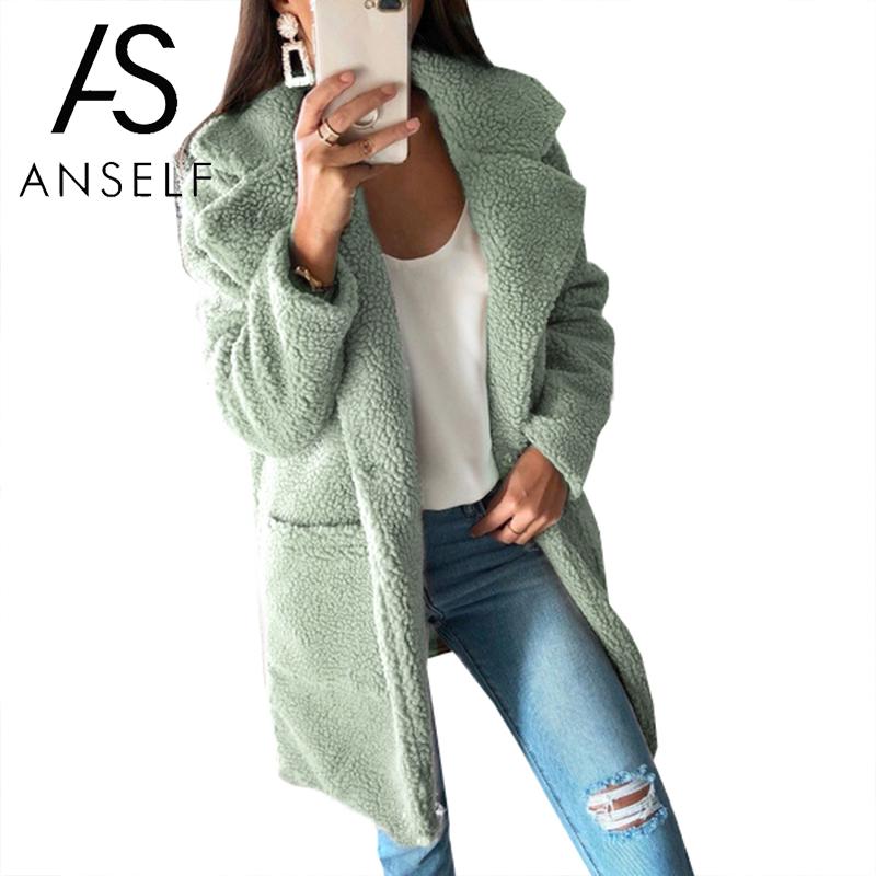 

Casual Faux Fur Coat Women Solid Shaggy Slim Teddy Coat Notched Collar Pockets Long Sleeve Fleece Women Jacket Elegant Outerwear, Beige