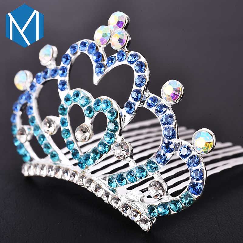

M MISM Girls Princess Brides Love Heart Headwear Rhinestones Crown Hairpins Hair Accessories For Womens Ornaments Hair Clips, Mix