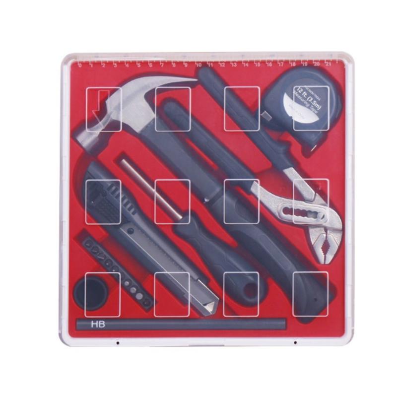

17PCS Household Repair Hand Tool Kit Set with Plastic Storage Case Hammer Pliers Screwdriver Bits Tape measure