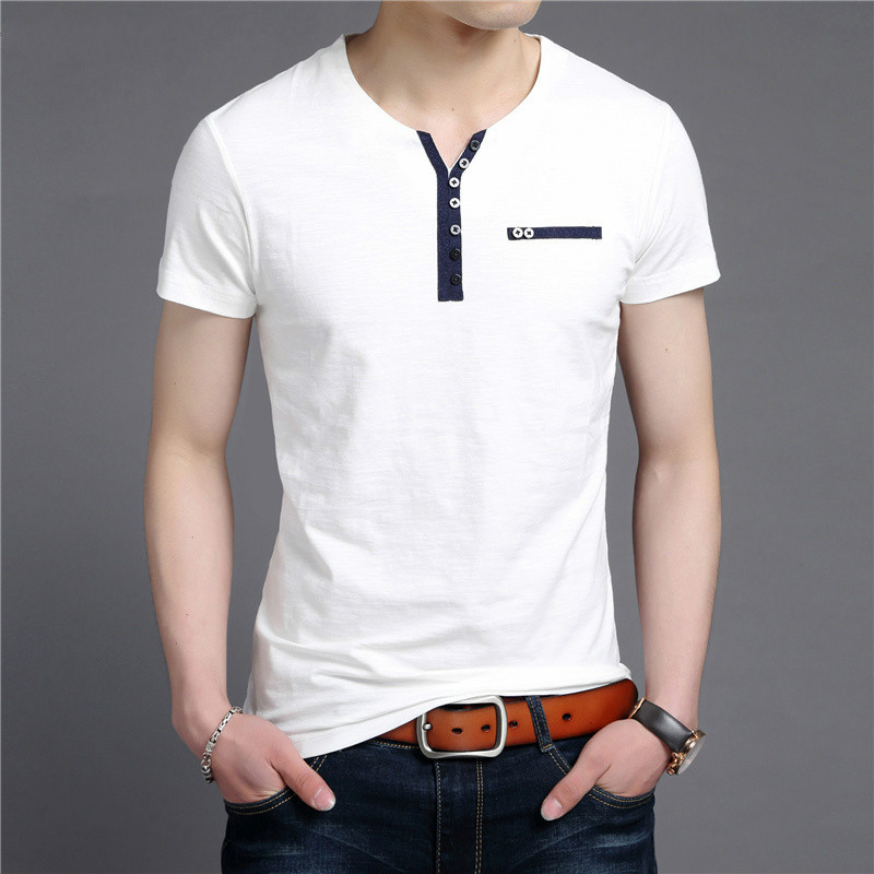 

PADEGAO Short Sleeve T Shirt Men Streetwear Fashion Button Collar T-Shirt Man Summer Casual Cotton Tee Shirt Homme PDG1271, Gray