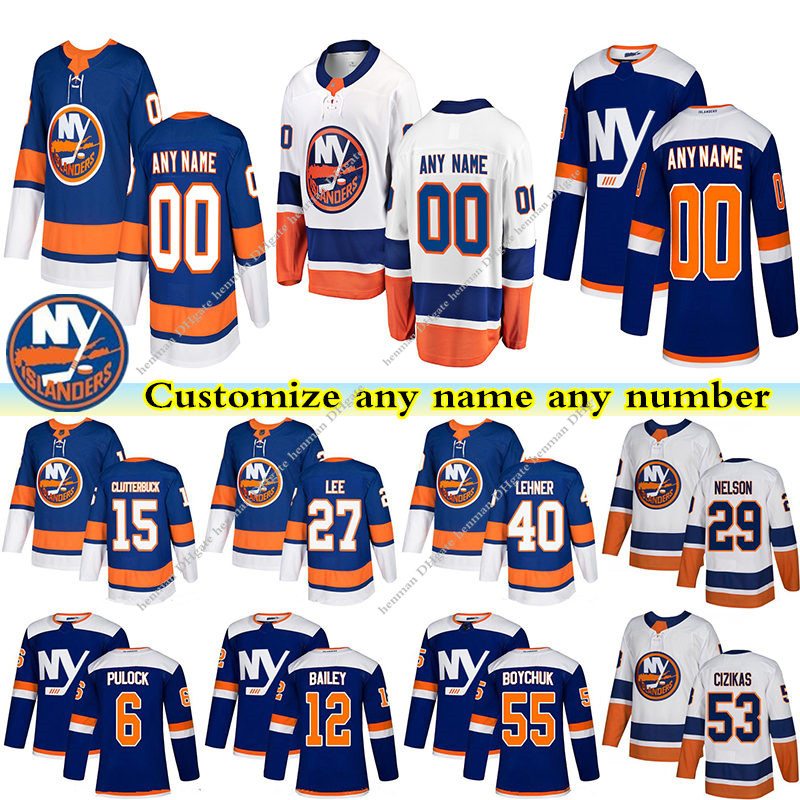 

New York Islander jerseys 13 Barzal 27 LEE 53 CIZIKAS 55 BOYCHUK 29 NELSON 40 LEHNER Customize any number any name hockey jersey, Black;red