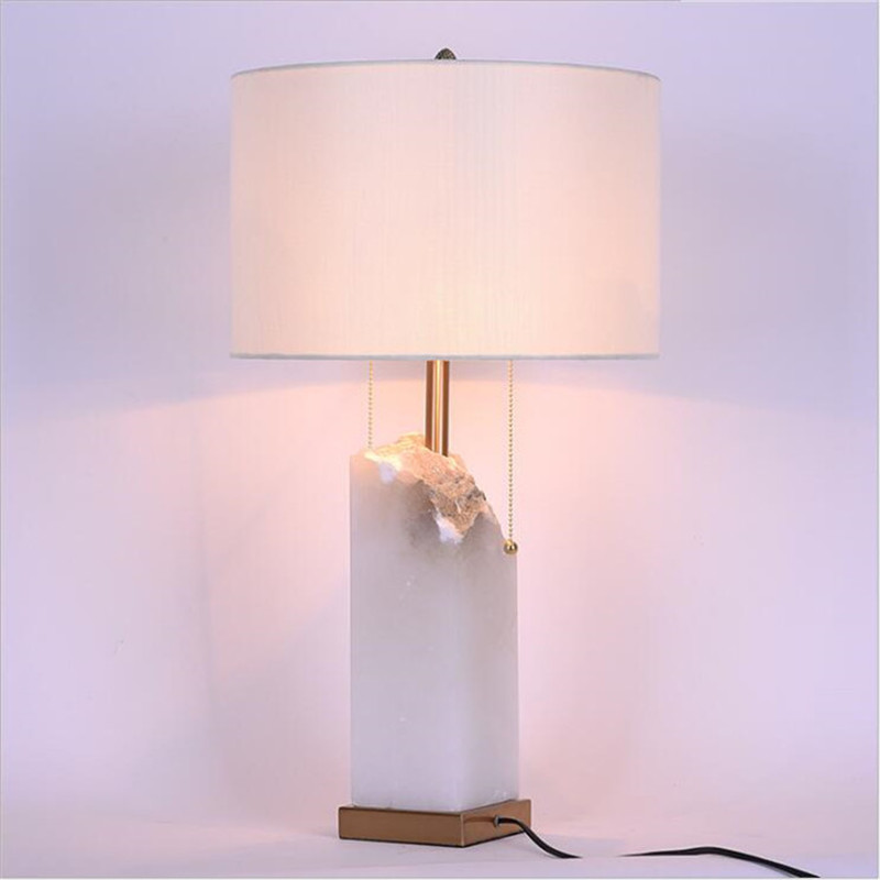American natural marble desk lamps villa club hotel room bedside lamp modern simple personality table lights LR016-image-531658510