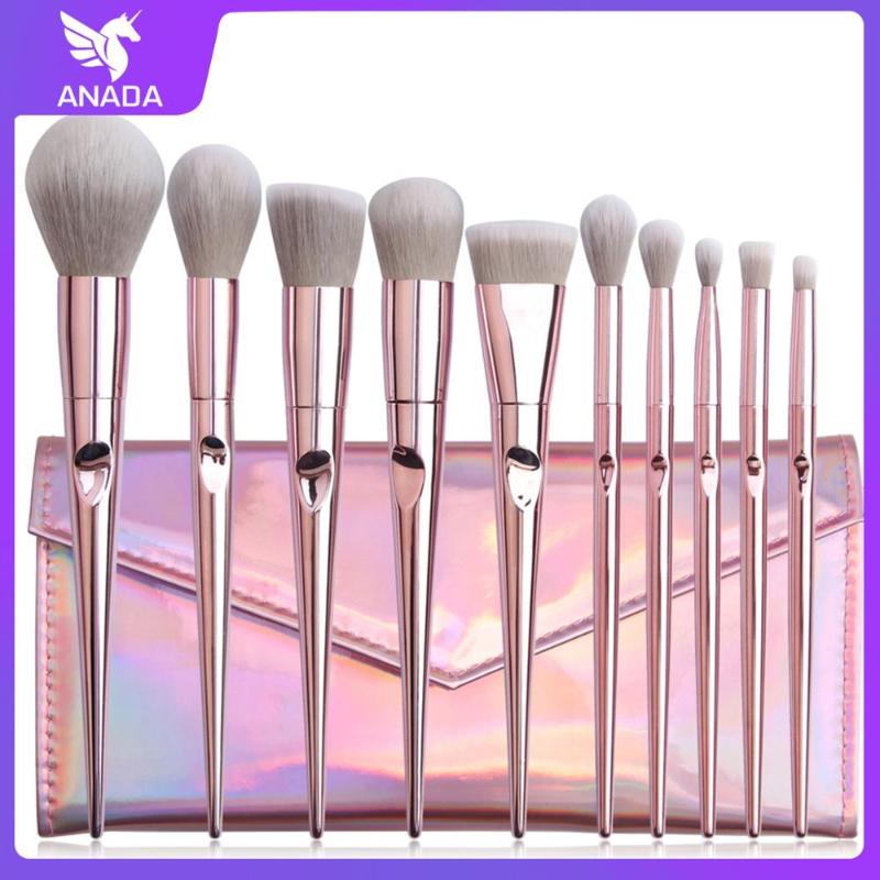 

10Pcs Makeup Brushes Tool Cosmetic Powder Eye Shadow Foundation Blush Blending Beauty Makeup Brushes Set Professional With A Bag