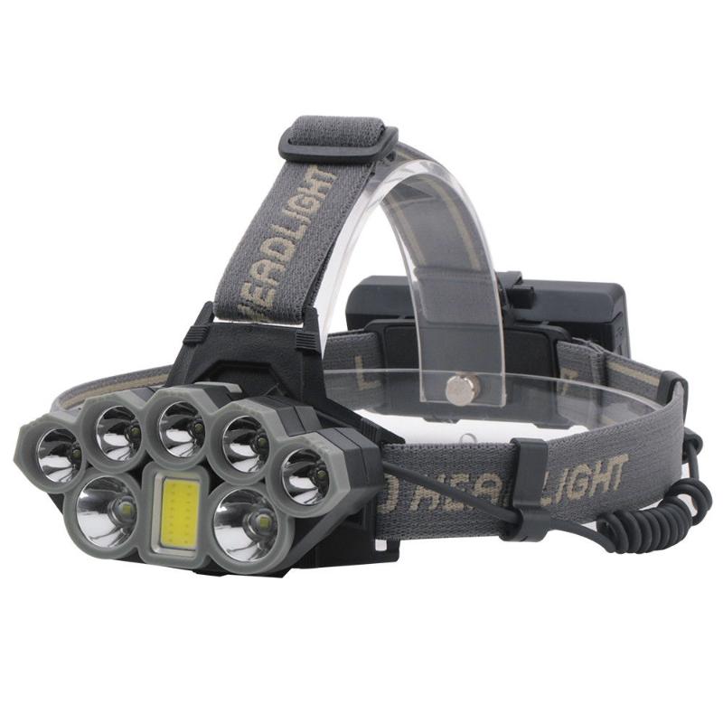 

100000LM 2T6+5XPE+1COB 8LED Headlamp Rechargeable USB Headlight 18650