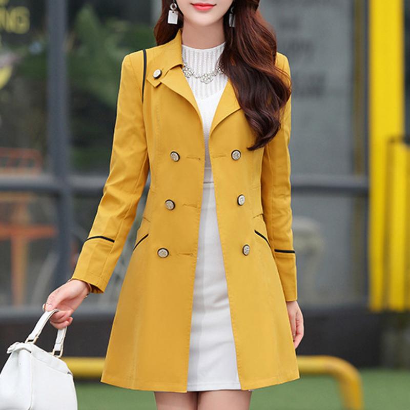 

Women's Trench Coats Women Office Formal Coat Blend Warm Long Plus Size Female Slim Fit Lapel Overcoat Autumn Winter Outerwear#1029g30, Sky blue