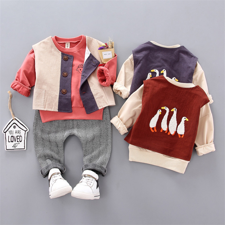 

Children Toddler Baby Boys Girls Clothes Sport Suits Children Clothing Sets Kids Vest+T-shirt+Pants 3Pcs Outfits Suit Tracksuits, Blue