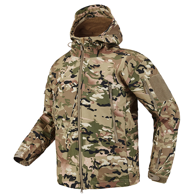 Outdoor Soft Shell Jacket Men Autumn Winter Camouflage Fleece Coats Waterproof Tactical Hunting Hiking Camping Jackets