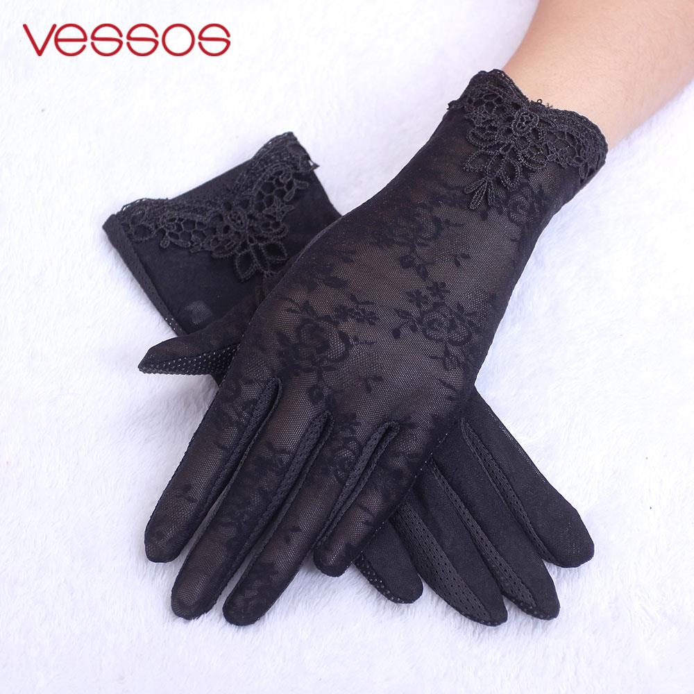 Gloves UV Protect Gloves Womens Half Finger Sunscreen Gloves Thin Lace Black Short Outdoor Driving Anti-UV Cover Scar Tattoo Gloves for Outdoor Beach