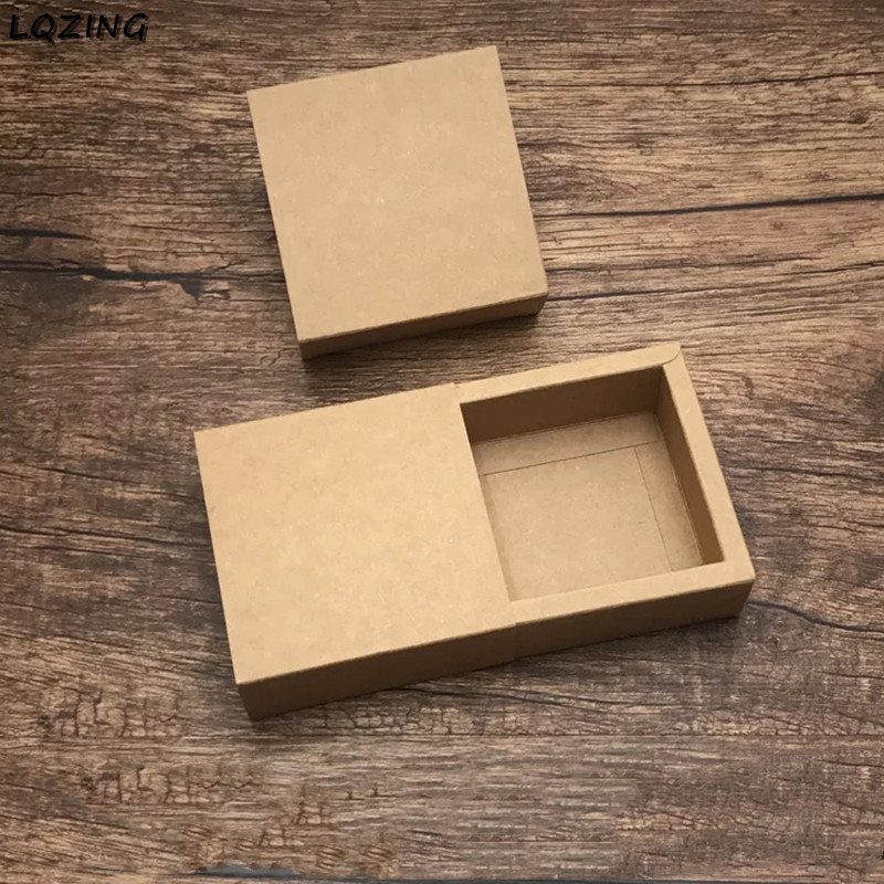 

Kraft Paper Drawer Gift Boxes Foldable Handmade Soap Cardboard Paper Box For Jewelry Cosmetics Jars Packing Carton Sliding Cover