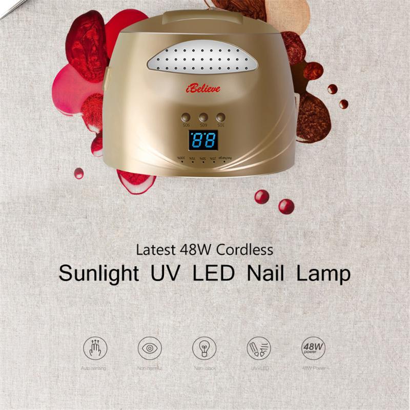 

48W Nail Lamp Infrared intelligent induction 28pcs LED/UV Double light source lamp beads Intelligent display time, White
