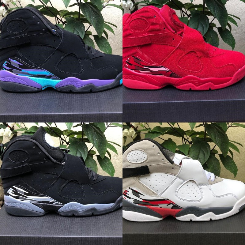 

Hot Sale 8 Chrome Black White Light Graphite Man Basketball Shoes Classic VIII Aqua Black Bright Concord Fashion Sneakers Come With Box, Gym red ember glow team red