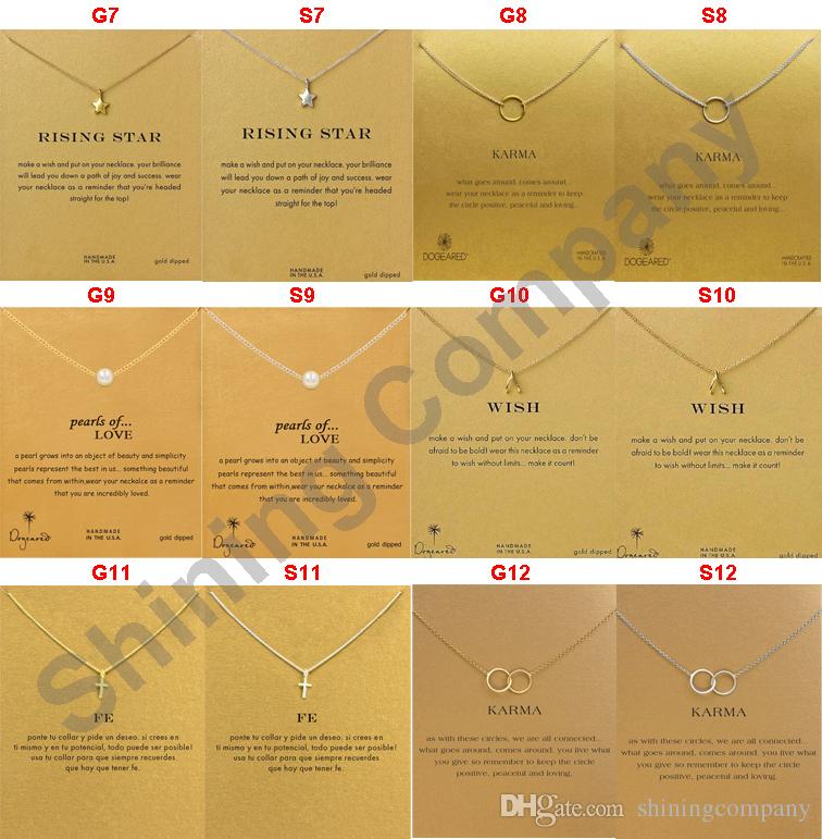 Dogeared Fashion choker Necklaces With card Gold Silver Plated Pendant Necklace 42 Designs in Silver Gold