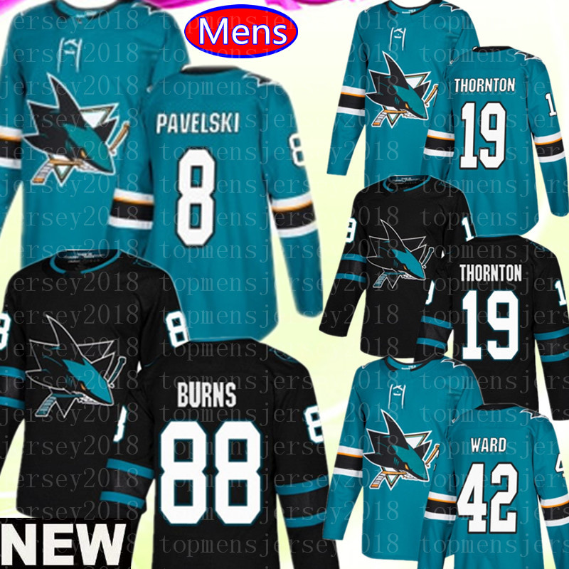 

New 8 Joe Pavelski Jersey San Jose Sharks 88 Brent Burns 19 Joe Thornton 65 Erik Karlsson Hockey Jerseys, Jersey {shayu}