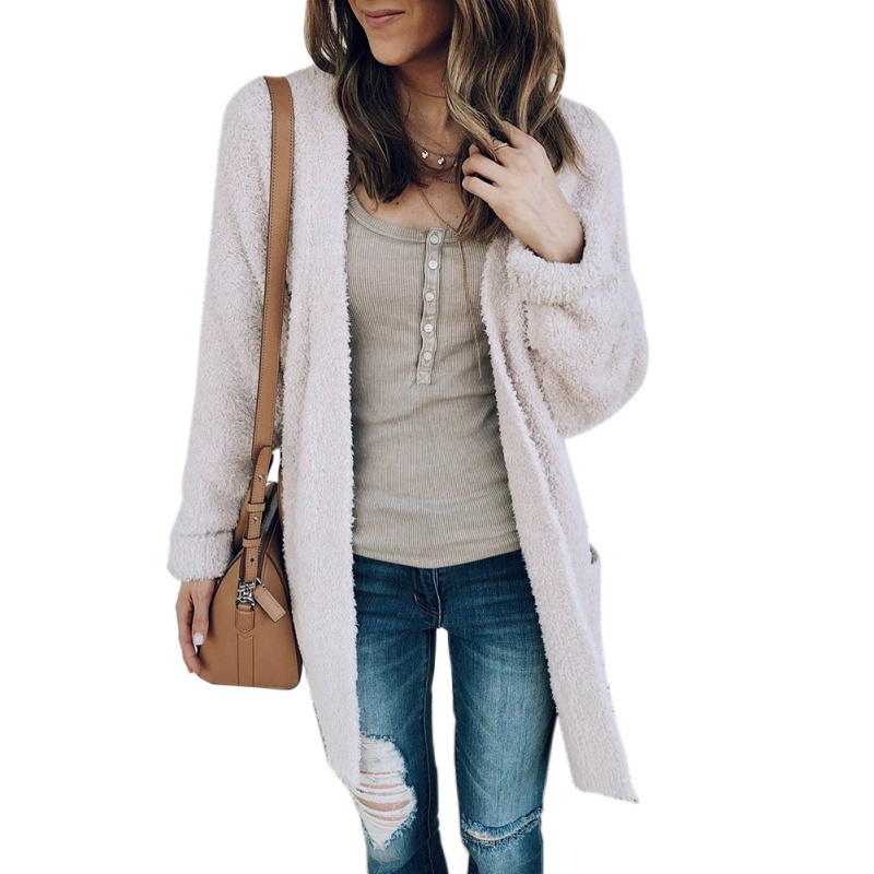 

2018 Women Casual Jacket Ladies Loose Autumn Warm Soft Coat Fashion Cardigan Outwear, Black