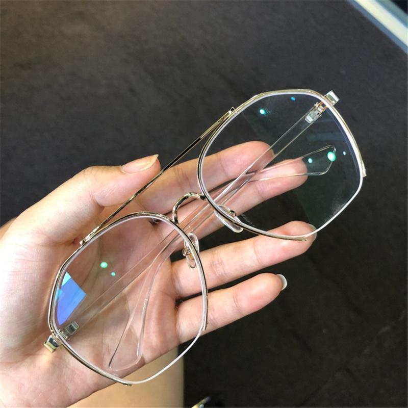 

Sunglasses Large Frame Glasses Tide Transparent Half Retro Flat Lens Anti Blue Light Computer