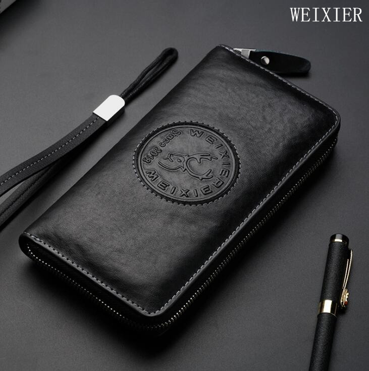 

Factory wholesale men bag fashion cowhide mens business hand clutch exquisite embossed storage wallet multifunctional anti-theft brush purse, Black(boutique box)