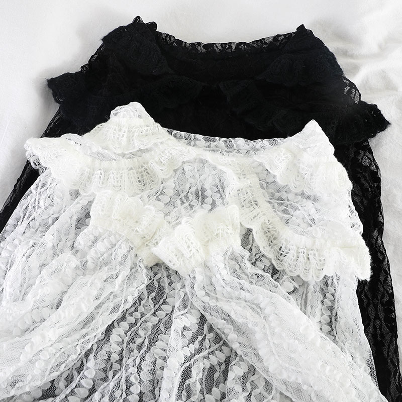 

K759 Hong Kong flavor ins fashionable double layer baby collar loose and thin with long sleeve lace top, See chart