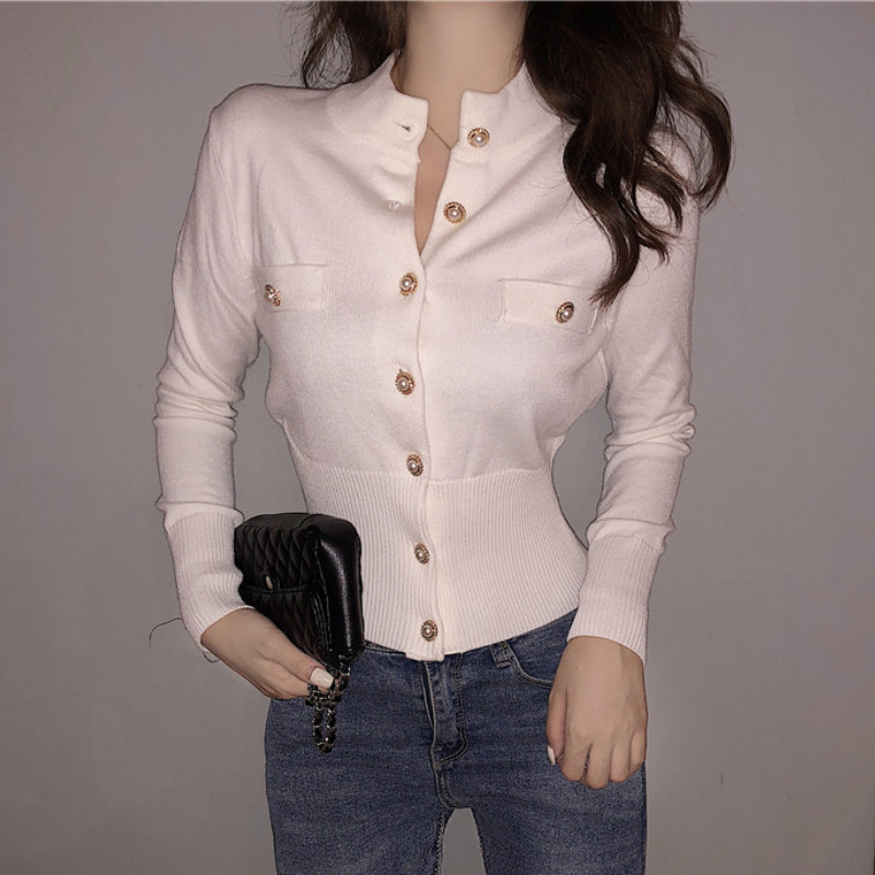 

2018 winter long sleeve short cardigan women fashion long sleeve shirt knitted cardigans lady white knitted coat female knitwear, Black