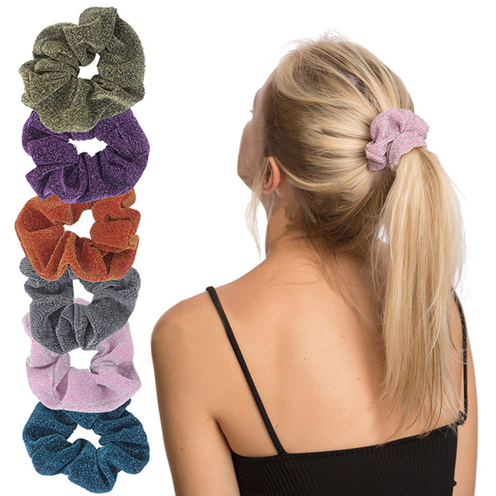 

Glitter Metalic Scrunchies Elastic Ponytail Holder For Women Shiny Rubber Band Girls Fashion Hair Tie Hair Accessoires