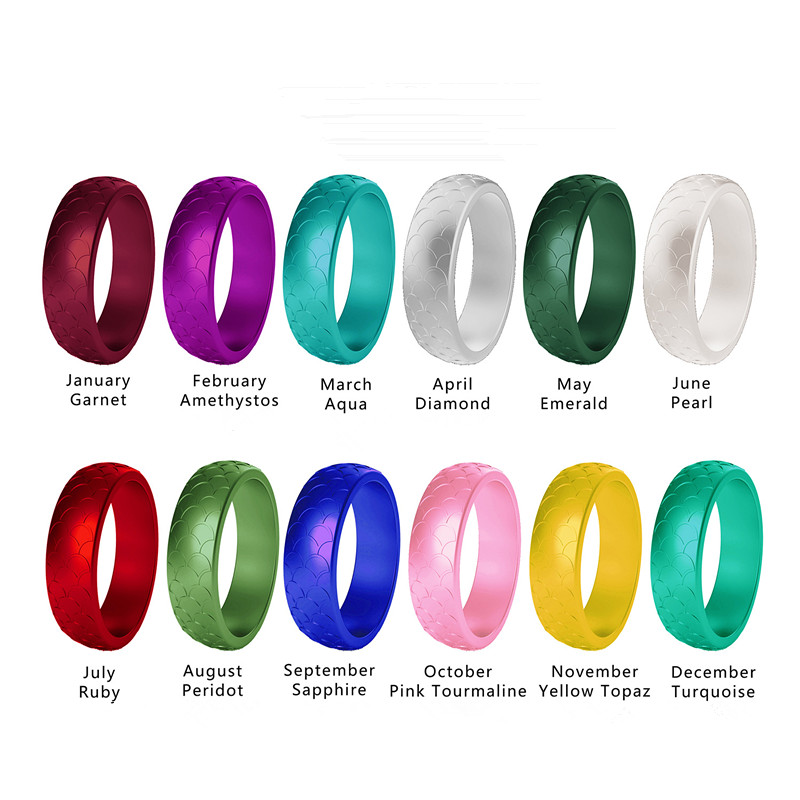 

12 pack newest style fish scale pattern Silicone Wedding Rings for Women, Thin Braided Rubber Wedding Bands Stackable Ring,
