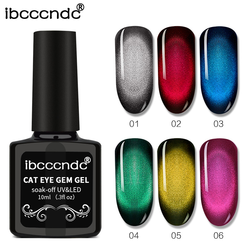 

10ml 3D Magnetic Soak Off UV Gel Holographic Chameleon Gem Nail Gel Cat Eye Set Manicure Nail Art Varnish Black Base Needed