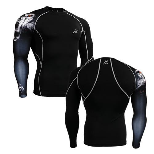 

Men` Single Sleeve Printed CPB18 Second Skin Compression Tights Quick-dry Ultra-light Gym Fitness Running Tops Shirts, As pic