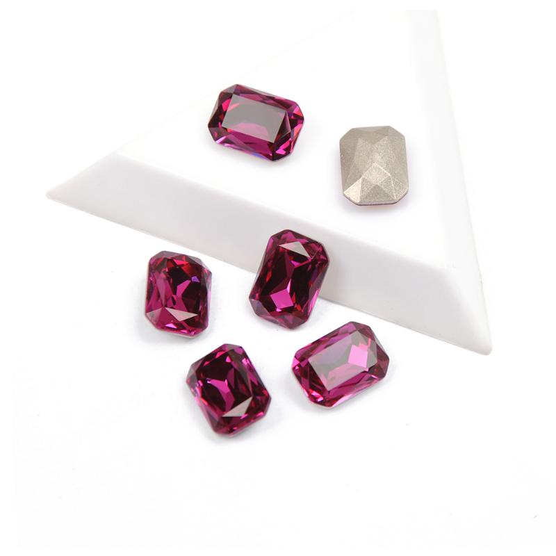 

YANRUO 4627 Best Quality Nails Rhinestone Fuchsia Color Octagon Shape Shing Crystal Glass Rhinestones For 3D Nail Art Decoration