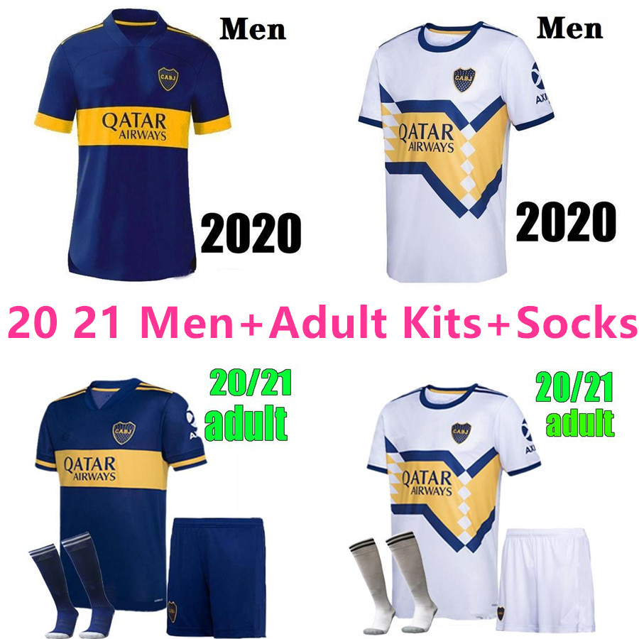 

TOP 2020 2021 Boca Juniors soccer Jersey Adult Kits Home Away GAGO OSVALDO CARLITOS PEREZ DE ROSSI TEVEZ PAVON JRS MEN football shirt+Socks, White
