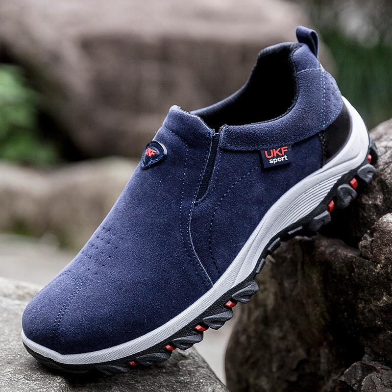 

Hot Sale-Spring Newest Men's Casual Sneakers Outdoor Flock Slip-on Men's Casual Shoes Outdoor Rubber Male Flat Sneakers, Blue