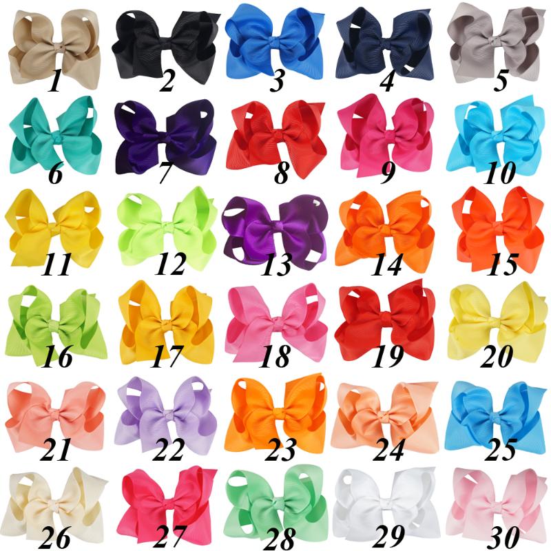 

30 Pcs/lot 4" Plain Hair Bows With Clips For Kids Girls Boutique Ribbon Hair Bow Classic Bow Accessories 30 Colors, 12