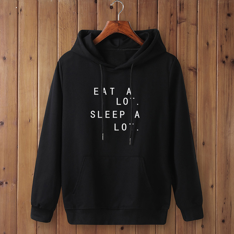 

Eat A Lot Sleep A Lot print Women/men hoodies Casual Funny pullover For Lady Top hoodies Hipster Drop Ship, Yellow-w