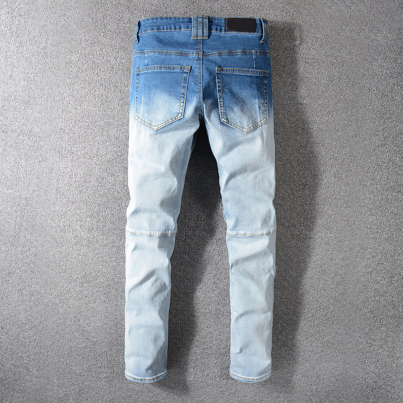 

New Mens stylist Jeans Hip Hop Distressed Zipper Jeans Casual Mens Ripped Denim Pants Blue Size 29-42, Blue #1074