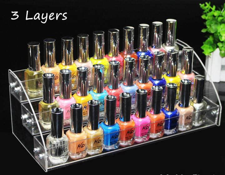 

3 Layers Nail Polish Rack Makeup Storage Shelf Cosmetic Organizer Lipstick Holder Desktop Makeup Tools Container jewelry stands