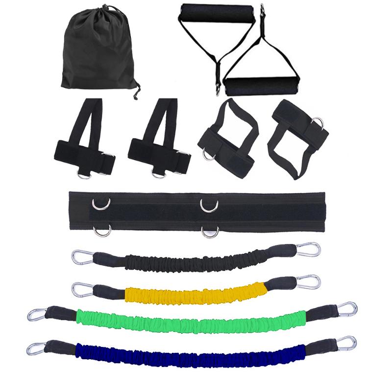 

Resistance Bands Set with Ankle cuff 4pcs Resistance belts Stretching Strap Set for Leg Waist Bouncing Training Tools