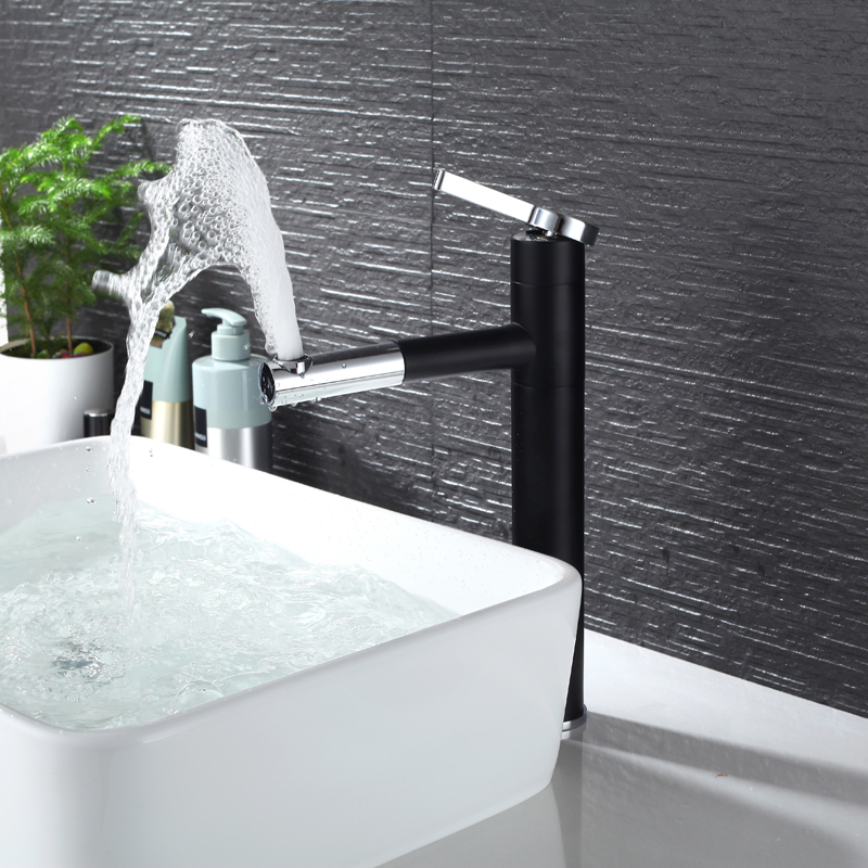 

Sink Black Faucet Bathroom Mixer Wash Basin Rotatable Tap Pull Out Faucets Hot and Cold