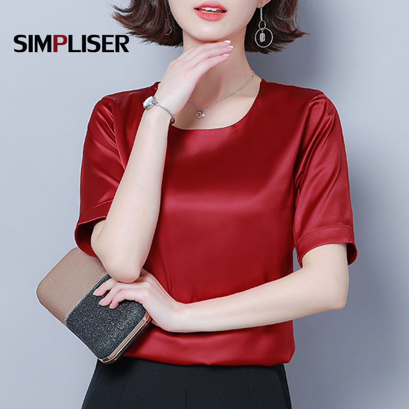 

High Quality Woman Summer Cool Blouses synthetic silk Female Shirts Casual Ladies Tops Plus Size 4xl Femme Clothes Purple Pink, White