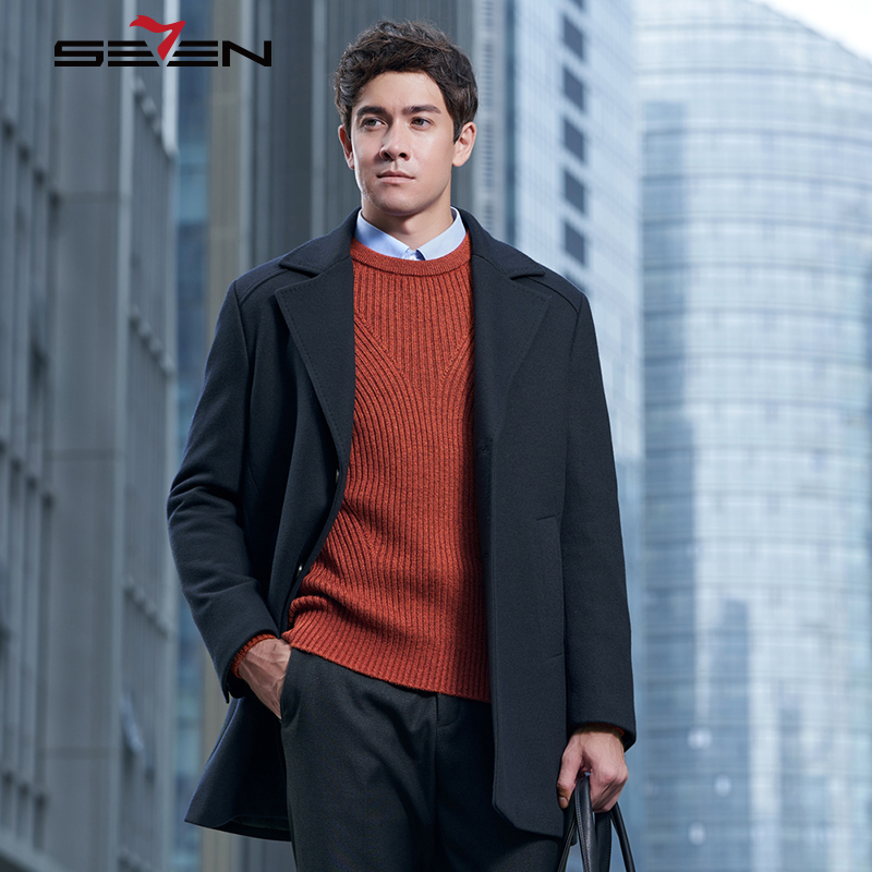 

Brand Woolen Overcoat Men Casual Slim Fit Male Long Coat High Quality Wool Coat Men's Business Outwear Clothes 115C18050, Black