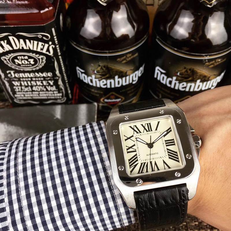 

2019 hot luxury watches 40mm stainless steel watch leather strap automatic movement mechanical silver case mens watches sports wristwatches, Add waterproof