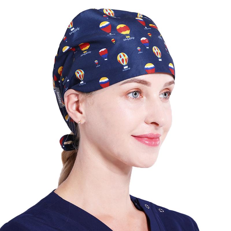 

Adjustable Women/Men Scrub Cap Fashion Print Bouffant Turban Cap With Sweatband Scrub Hat Cleaning Dustproof Hats