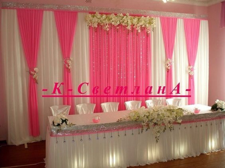 hot pink Wedding Backdrop stage drape Curtain For wedding decoration 10ft x 20ft-image-454826182