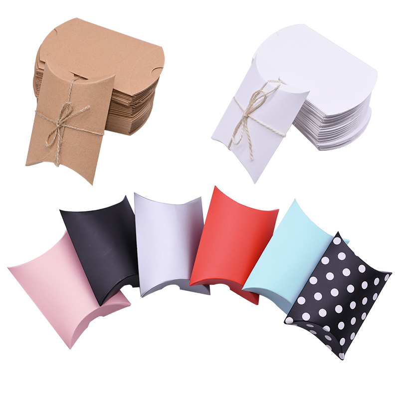 

20/50Pcs Pillow Shape Paper Gift Box Favor Candy Boxes Supply Accessories Wedding Party Biscuit Decoration Gift Box