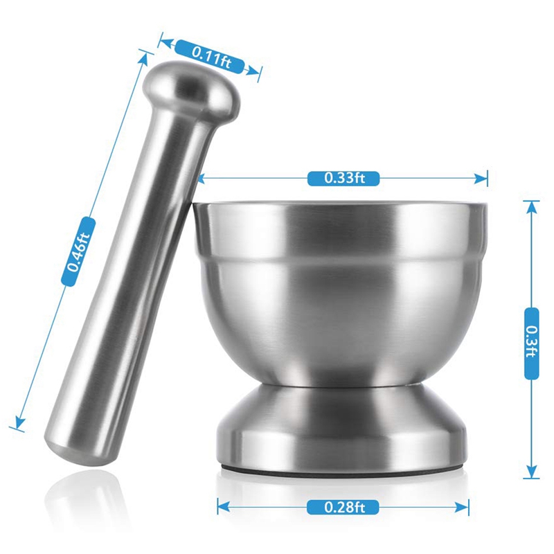 

New Stainless Steel Mortar And Pestle, Spice Grinder, Pesto Grinder With Lid For Crushing Abrasive, With Non-Slip Base, C