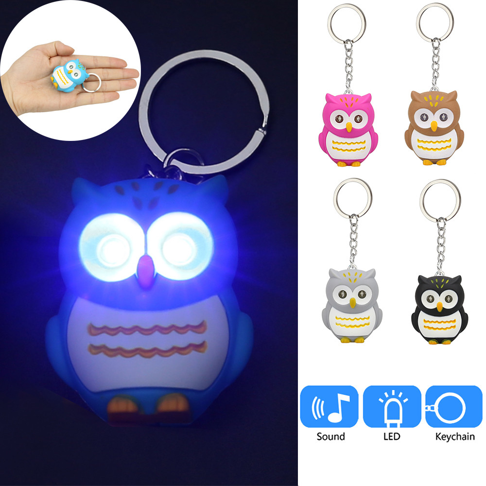 

Cute owls LED keychains with sound glowing pendant keychais creative gifts children toy gift for lovers kawaii keyrings DHL Free Shipping, You can also choose the color