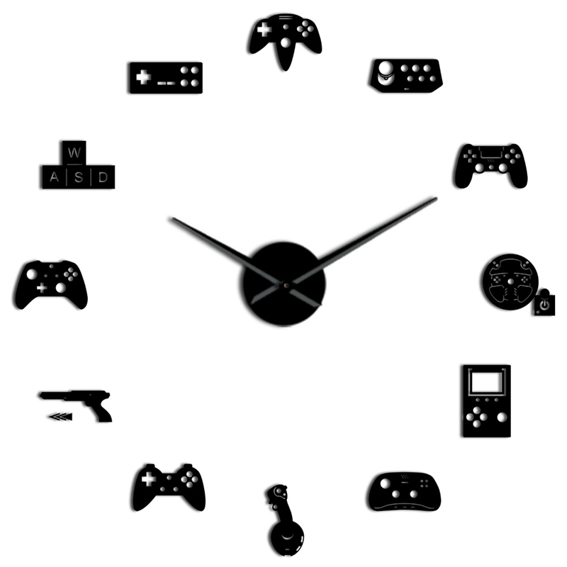 

Newest Game Controller Video Diy Giant Wall Clock Game Joysticks Stickers Gamer Wall Art Video Gaming Signs Boy Bedroom Roo