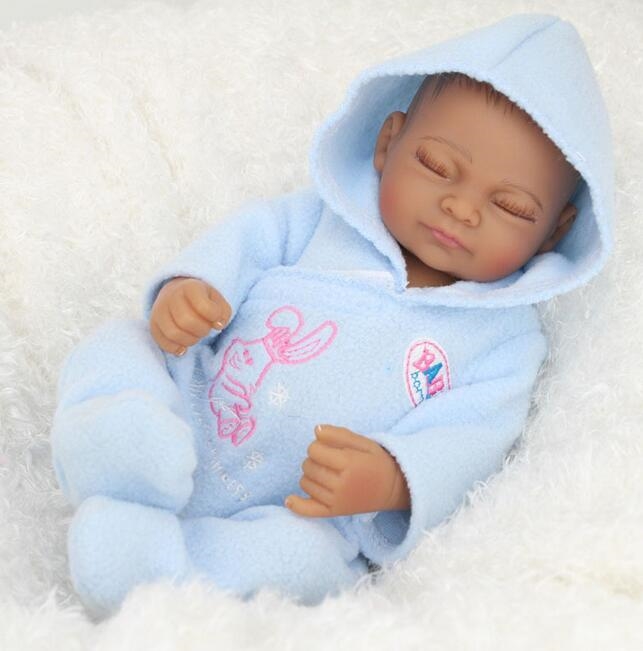 

10inch Children Play Home Simulation Dolls Toy Dark Skin Boy Reborn Doll Closed Eyes Gifts Newborn for Kids Toys