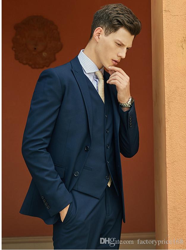 

Fashionable Two Buttons Groomsmen Peak Lapel Groom Tuxedos Men Suits Wedding/Prom/Dinner Best Man Blazer(Jacket+Pants+Tie+Vest) A189, Same as image