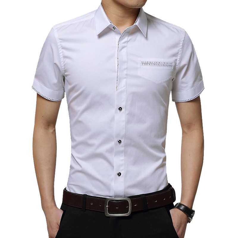 

2019 New Summer Trend Fashion Men's Casual Shirt Cotton Casual Shirt Men Short Sleeve Breathable Work Dress Shirts Men, Black